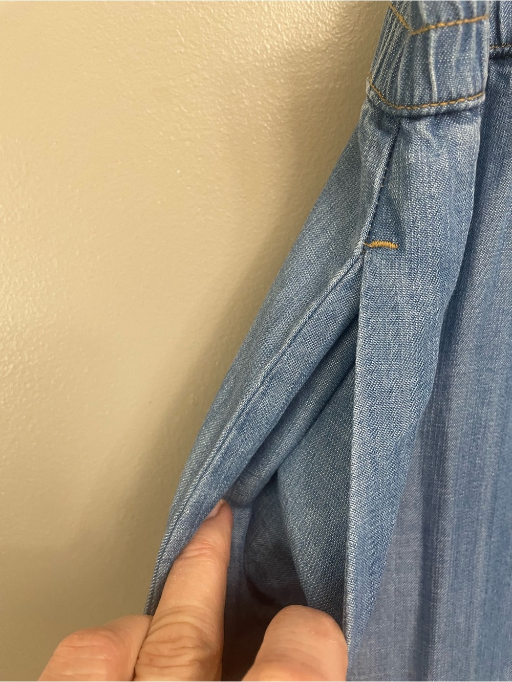 Sigrid Olsen, Tiered Maxi Skirt, Elastic Waist, Pockets, Chambray/Denim, M - Picture 2 of 6